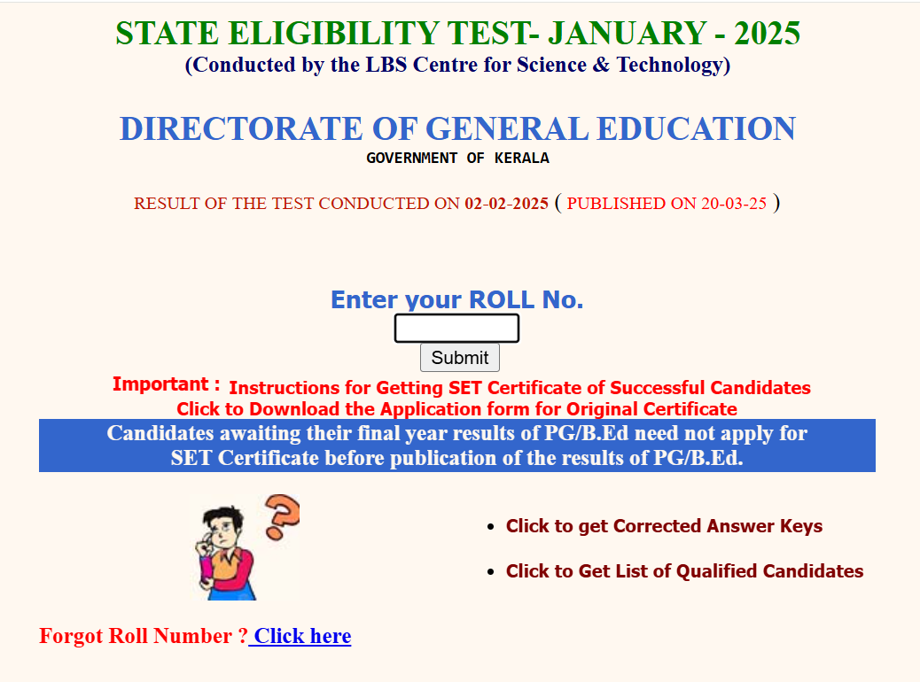 Kerala SET Result 2025 Declared